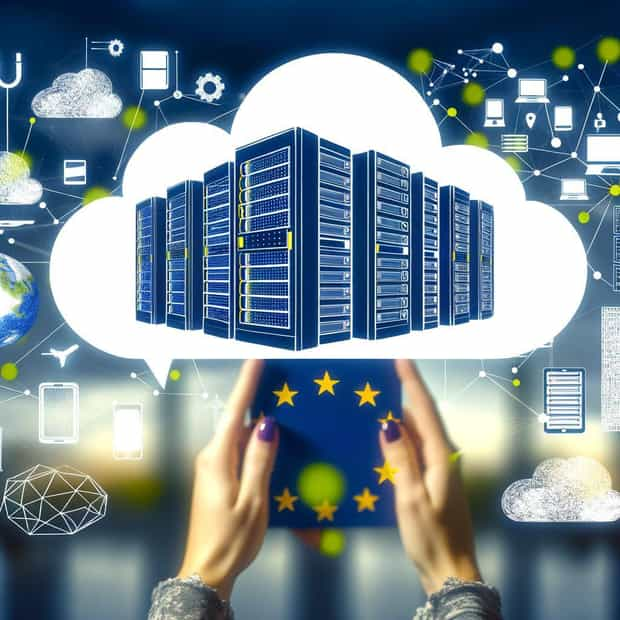 A detailed image of a cloud service, emphasizing flexibility and the need for European cloud providers